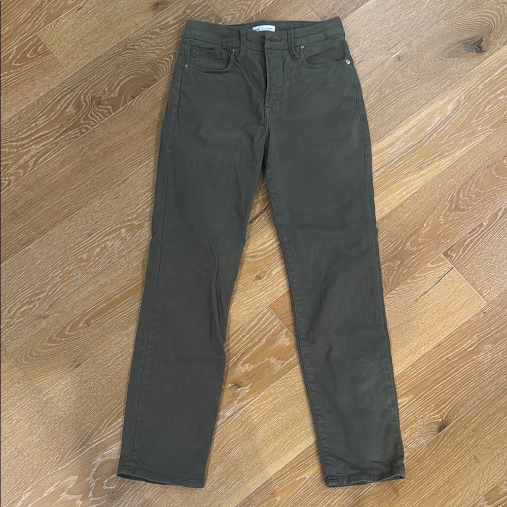 Good American Green Ankle Cropped Jeans
